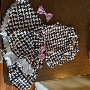 Revolution Black and White Houndstooth Kids Set with Pink Bow